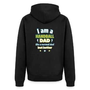 Papa HANDBALL JOUEUR,Cadeau de fête des pères,Handball - Veste à capuche bio Premium Unisexe - noir - Dos - Nico (187cm)