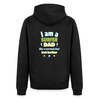 Papa SURFEUR, Cadeau de fête des pères, Surf, Sports - Veste à capuche bio Premium Unisexe - noir - Dos - Nico (187cm)