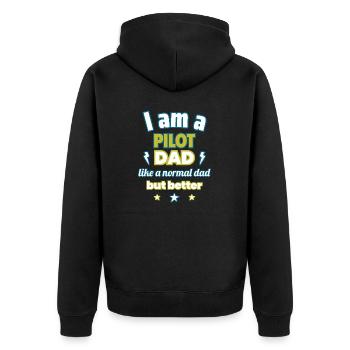 Papa PILOT,Vatertagsgeschenk, Fliegen,Humor,Sport - Unisex Premium Bio Zip Hoodie - Schwarz - Hinten - Nico (187cm)