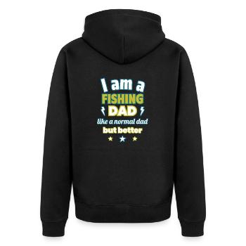 Papa ANGELN, Vatertagsgeschenk,Angeln - Unisex Premium Bio Zip Hoodie - Schwarz - Hinten - Nico (187cm)