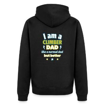 Papa CLIMBER, Cadeau de fête des pères,Escalade,Sports - Veste à capuche bio Premium Unisexe - noir - Dos - Nico (187cm)