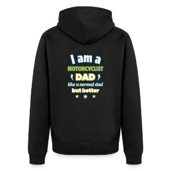 Dad MOTORCYCLIST, Father's Day Gift, Motorcycle - Unisex Premium Organic Zip Hoodie - black - Back - Nico (187cm)