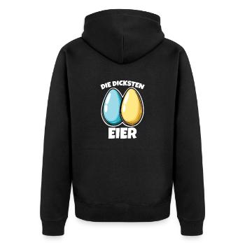 Dicke Eier die dicksten Ostereier - Unisex Premium Bio Zip Hoodie - Schwarz - Hinten - Nico (187cm)
