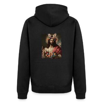 Jésus-Christ à Pâques avec des œufs de Pâques - Veste à capuche bio Premium Unisexe - noir - Dos - Nico (187cm)