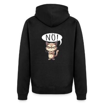 Coole Katze NÖ lustiger Spruch grummelig - Unisex Premium Bio Zip Hoodie - Schwarz - Hinten - Nico (187cm)
