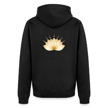 Goldene Blüte transparent stilisiert - Unisex Premium Bio Zip Hoodie - Schwarz - Hinten - Nico (187cm)