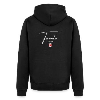 Toronto Canada, minimalist sleek design - Unisex Premium Organic Zip Hoodie - black - Back - Nico (187cm)