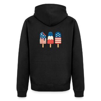 Cream Lover Independence Day 4th of July - Unisex Premium Bio Zip Hoodie - Schwarz - Hinten - Nico (187cm)