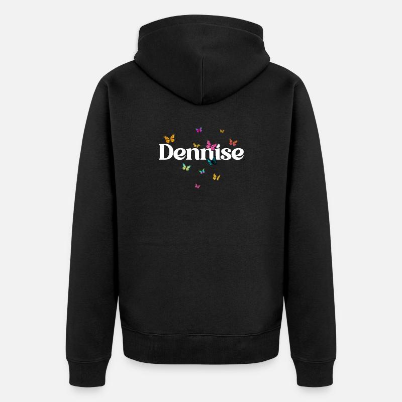 Schöner Mädchenname DENNISE mit Schmetterlingen - Unisex Premium Bio Zip Hoodie - Schwarz