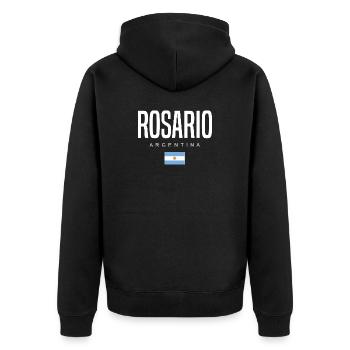 Rosario Argentinien Argentinier - Unisex Premium Bio Zip Hoodie - Schwarz - Hinten - Nico (187cm)