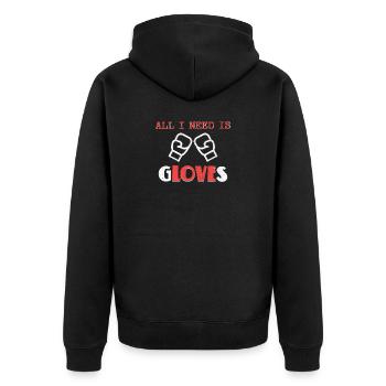 Mutige Boxhandschuhe Illustration Design - Unisex Premium Bio Zip Hoodie - Schwarz - Hinten - Nico (187cm)