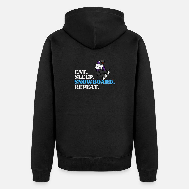 Eat Sleep Snowboard Repeat - Unisex Premium Bio Zip Hoodie - Schwarz