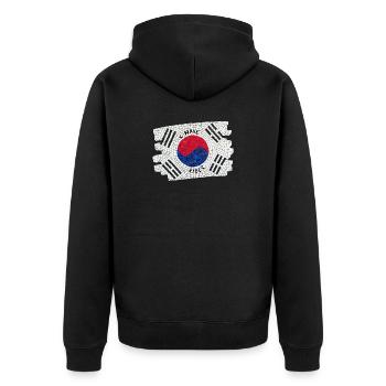 K-Wave Vibes Korea Flag Mosaic Design - Unisex Premium Organic Zip Hoodie - black - Back - Nico (187cm)