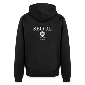 Séoul, Corée du Sud, j’adore Séoul - Veste à capuche bio Premium Unisexe - noir - Dos - Nico (187cm)