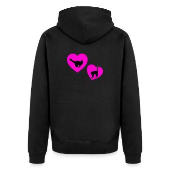 feline - Unisex Premium Organic Zip Hoodie - black - Back - Nico (187cm)