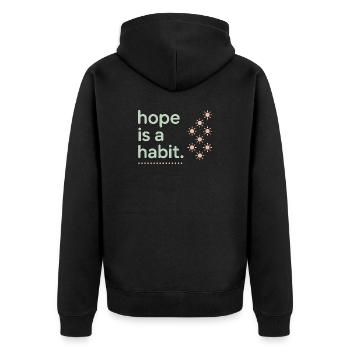 Mental health awareness, - Unisex Premium Organic Zip Hoodie - black - Back - Nico (187cm)