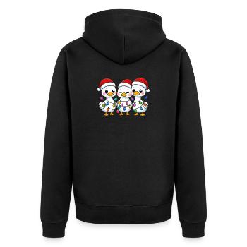 Trio de canards avec lumières de Noël, Canetons - Veste à capuche bio Premium Unisexe - noir - Dos - Nico (187cm)