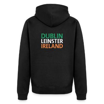 Dublin – Ireland Textdesign - Unisex Premium Organic Zip Hoodie - black - Back - Nico (187cm)