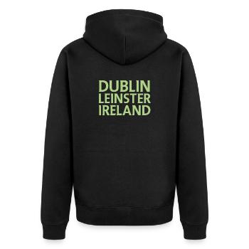 Dublin – Irland Textdesign - Unisex Premium Bio Zip Hoodie - Schwarz - Hinten - Nico (187cm)