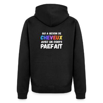 Man Humour Bald Gift Man Humour Joke Baldness - Veste à capuche bio Premium Unisexe - noir - Dos - Nico (187cm)