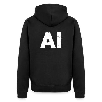 IA Intelligence Artificielle Texte Vecteur Grunge - Veste à capuche bio Premium Unisexe - noir - Dos - Nico (187cm)