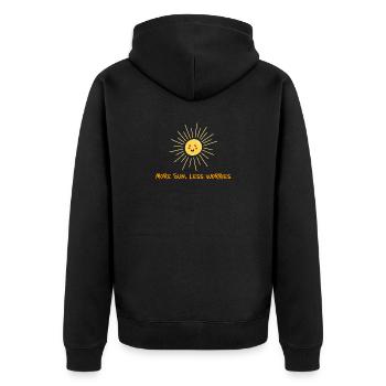 Plus de soleil, moins d’inquiétudes – Expression de bonne humeur d’été - Veste à capuche bio Premium Unisexe - noir - Dos - Nico (187cm)