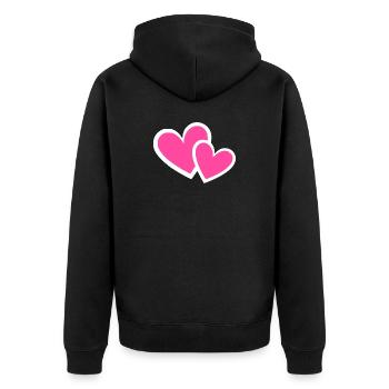 Valentinstag Pink Heart, Valentinstag - Unisex Premium Bio Zip Hoodie - Schwarz - Hinten - Nico (187cm)