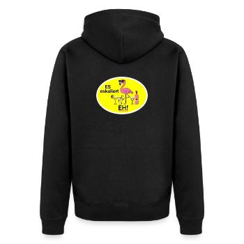 Flamingo Escalates Humor - Unisex Premium Organic Zip Hoodie - black - Back - Nico (187cm)