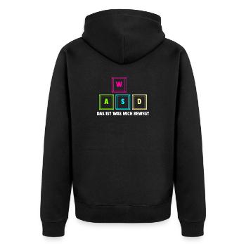 Zocken Computerspieler Zocker Gaming Gamer - Unisex Premium Bio Zip Hoodie - Schwarz - Hinten - Nico (187cm)