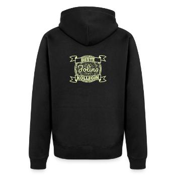 Jolina als Kollegin - Unisex Premium Bio Zip Hoodie - Schwarz - Hinten - Nico (187cm)