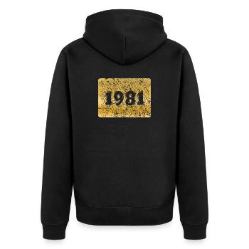 1981 - Unisex Premium Bio Zip Hoodie - Schwarz - Hinten - Nico (187cm)