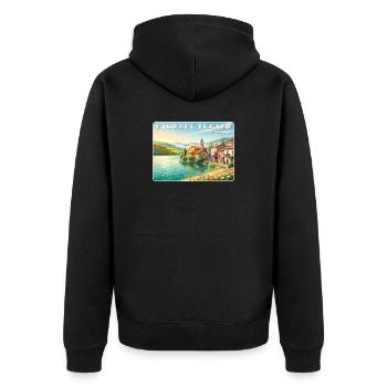 Lago del Turano - Unisex Premium Bio Zip Hoodie - Schwarz - Hinten - Nico (187cm)