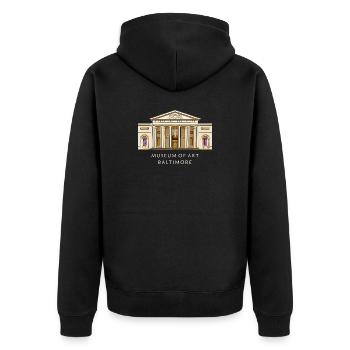 Baltimore Museum, hand-drawn illustration - Unisex Premium Organic Zip Hoodie - black - Back - Nico (187cm)