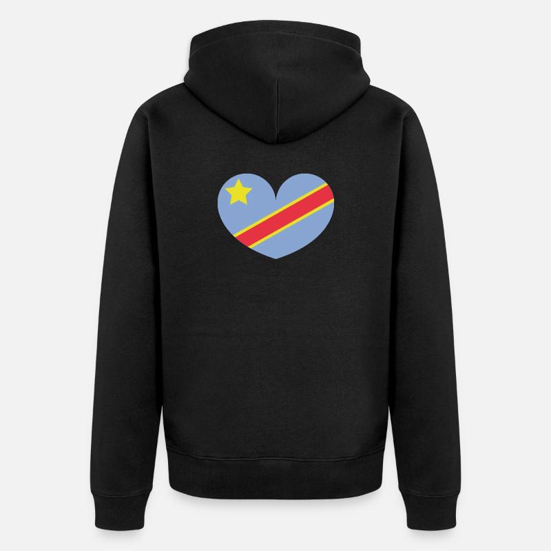 Drapeau du cœur du Congo - Veste à capuche bio Premium Unisexe - noir