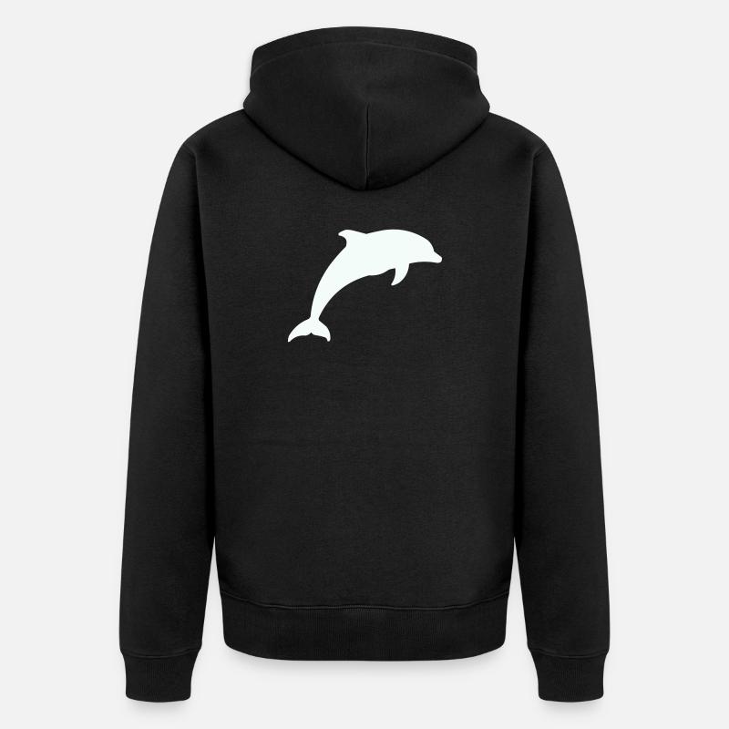 Leuchtender Delfin Silhouette - Unisex Premium Bio Zip Hoodie - Schwarz