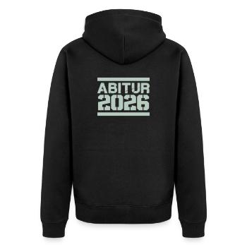 Abitur 2026 Design - Unisex Premium Bio Zip Hoodie - Schwarz - Hinten - Nico (187cm)
