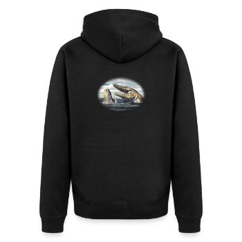 Prehistoric Tylosaurus on the hunt - Unisex Premium Organic Zip Hoodie - black - Back - Nico (187cm)