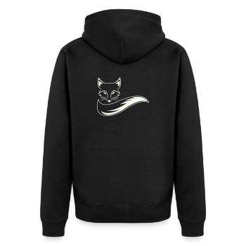 Fuchs Silhouette mit Schweif - Unisex Premium Bio Zip Hoodie - Schwarz - Hinten - Nico (187cm)