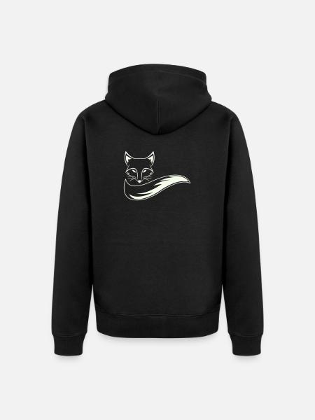 Fuchs Silhouette mit Schweif - Unisex Premium Bio Zip Hoodie - Schwarz