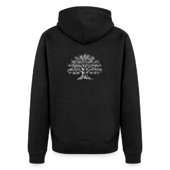 Gotischer Baum der alten Schrift - Unisex Premium Bio Zip Hoodie - Schwarz - Hinten - Nico (187cm)