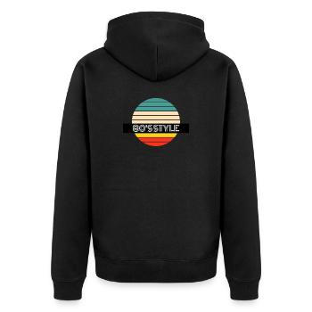 80s Style Retro Vintage Farben Geschenk - Unisex Premium Bio Zip Hoodie - Schwarz - Hinten - Nico (187cm)