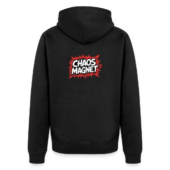 Chaos Magnet Comic Explosion - Unisex Premium Bio Zip Hoodie - Schwarz - Hinten - Nico (187cm)