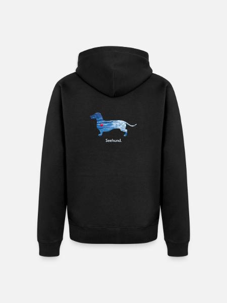 Seehund Wasser Dackel Herz - Unisex Premium Bio Zip Hoodie - Schwarz