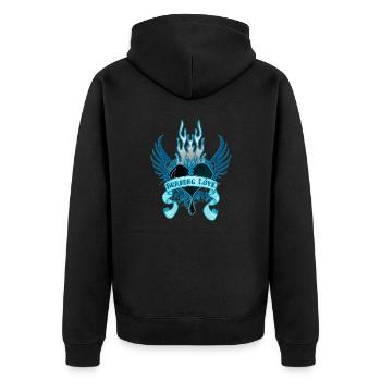 Burning Love (Heart & Banner) 06 - Unisex Premium Bio Zip Hoodie - Schwarz - Hinten - Nico (187cm)