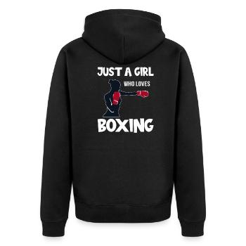 Juste une fille qui aime boxer boxe boxe en disant - Veste à capuche bio Premium Unisexe - noir - Dos - Nico (187cm)