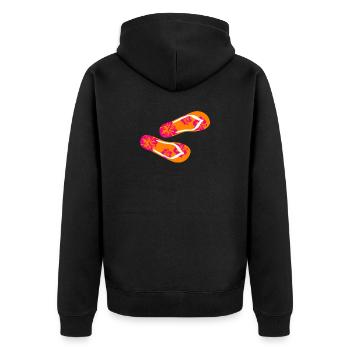 Badelatschen Hibiskus Flip Flops Sommer Urlaub Fun - Unisex Premium Bio Zip Hoodie - Schwarz - Hinten - Nico (187cm)
