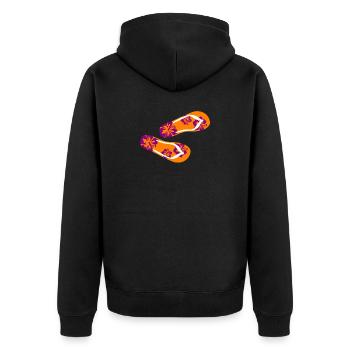 Hawaiian flip flops purple flip flops summer vacation - Unisex Premium Organic Zip Hoodie - black - Back - Nico (187cm)