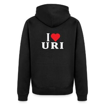 T-Shirt Ich liebe Uri T-Shirt Sardinien Geschenkidee - Unisex Premium Bio Zip Hoodie - Schwarz - Hinten - Nico (187cm)