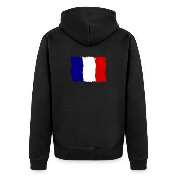 Frankreich, Französisch - Unisex Premium Bio Zip Hoodie - Schwarz - Hinten - Nico (187cm)