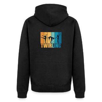 Baton Twirling Sport Vintage Geschenk - Unisex Premium Bio Zip Hoodie - Schwarz - Hinten - Nico (187cm)